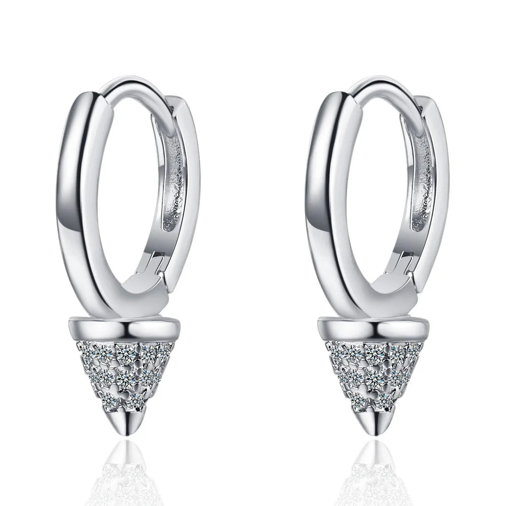 Luxury Shine Stamp 925 Sterling Silver Post Gold Plated Earrings Inlaid Boutique White Zircon Women Hook Drop Earrings Gift