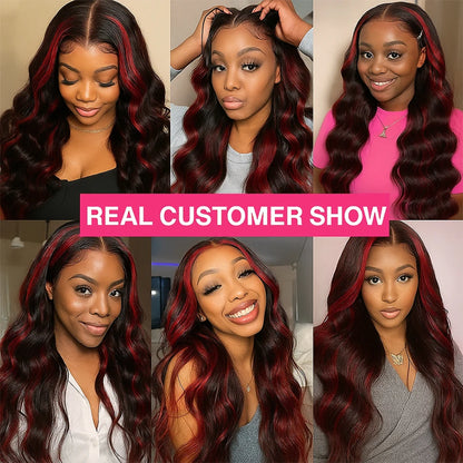 99J Highlight Wig Human Hair 13x4 HD Body Wave Lace Frontal