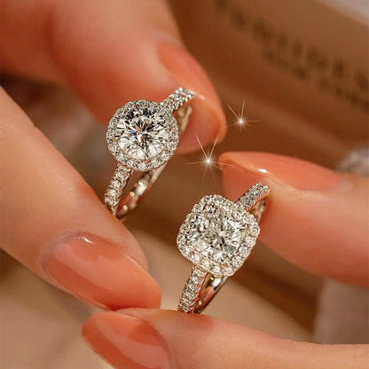 Square 18K Plating S925 Sterling Silver D Color Adjustable Size