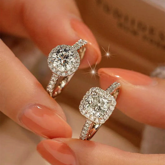 Square 18K Plating S925 Sterling Silver D Color Adjustable Size
