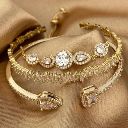 Cubic Zirconia Adjustable Open Bangle Bracelets for Women
