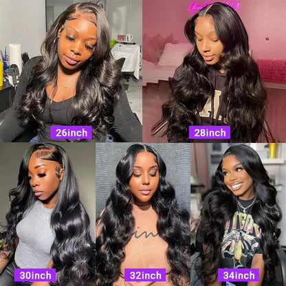 13x4 13x6 Hd Body Wave Human Hair Wigs 200 Density Transparent Pre Plucked Lace Frontal Wigs 40 44 Inch Glueless Wigs Human Hair