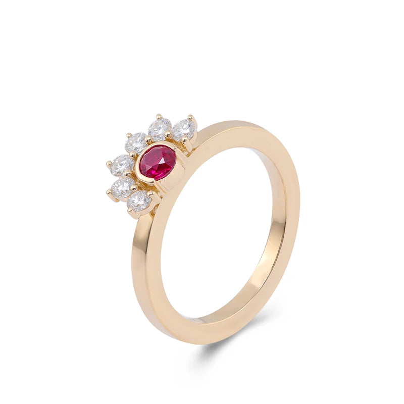 Provence fashions Wedding Ring 10K Solid Gold Ruby Lab Gemstones Vintage Engagement ring Anniversaries Gift Personalized Custom