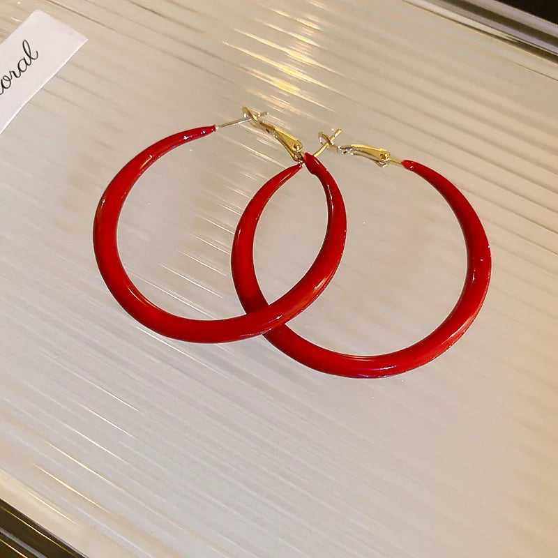 Shiny Big Circel Cross Hoop Earrings for Women Exquisite