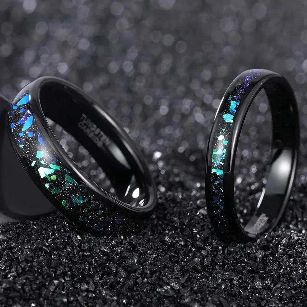 Men's and Women's Wedding Rings Tungsten Steel Galaxy Series Royal Blue Engagement Ring Anniversary Thanksgiving Graduation Gift