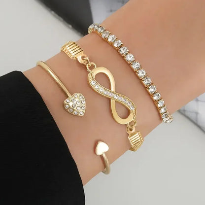 Vintage Crystal Rhinestone Heart Bracelets for Women Fashion