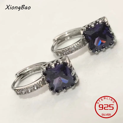 Luxury Shine Stamp 925 Sterling Silver Post Gold Plated Earrings Inlaid Boutique White Zircon Women Hook Drop Earrings Gift
