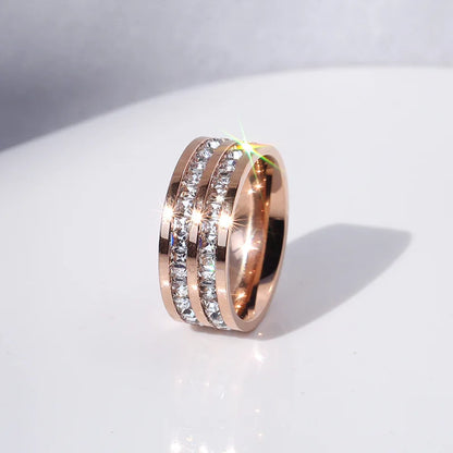 Clear White Stones Wedding Women Ring Stainless Steel 1 and 2