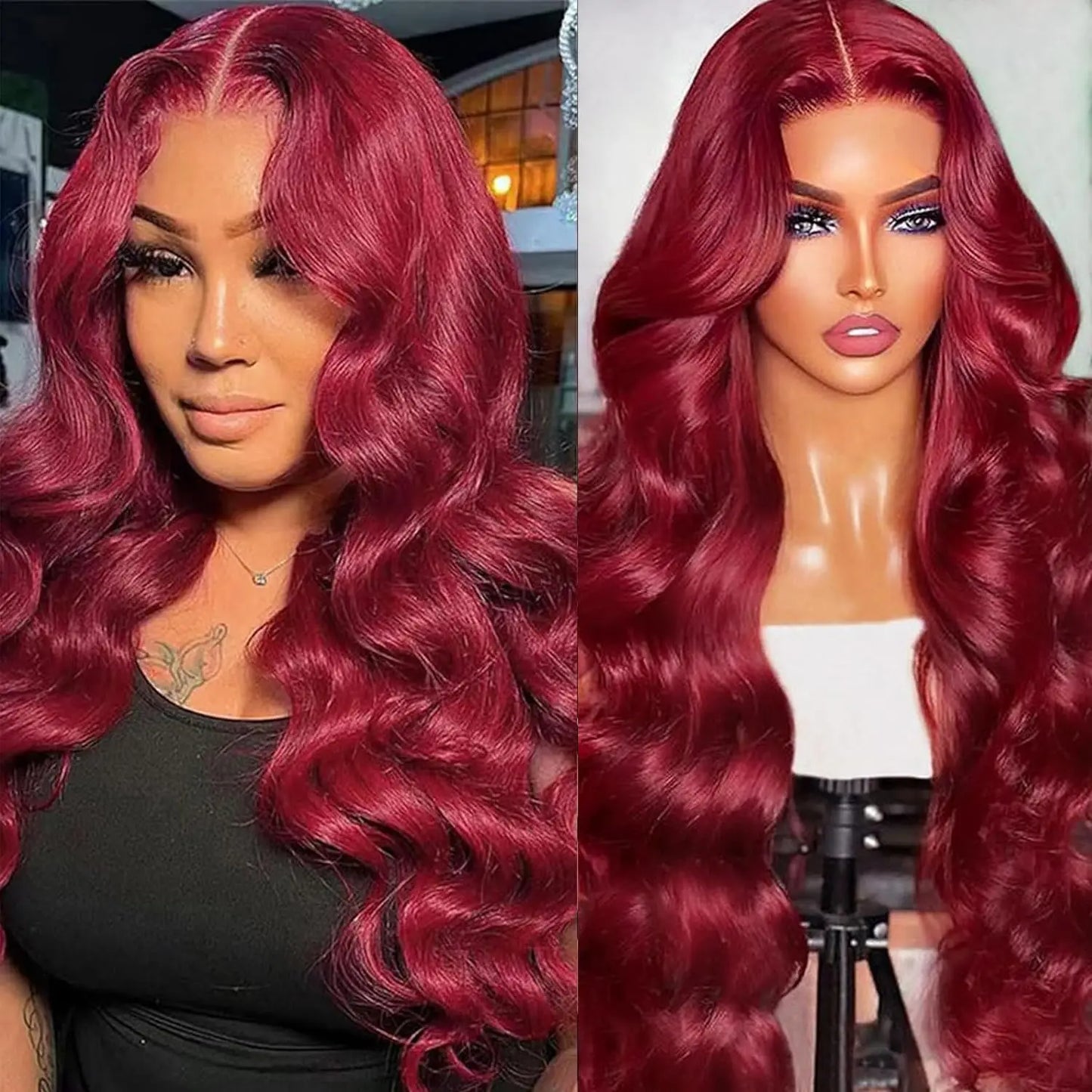 13x6 Hd Lace Front Human Hair Wig 99J Burgundy Preplucked Hd