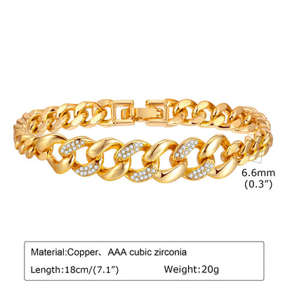 Paperclip Chain Bracelet 14K Gold Plated Cubic Zirconia Watch