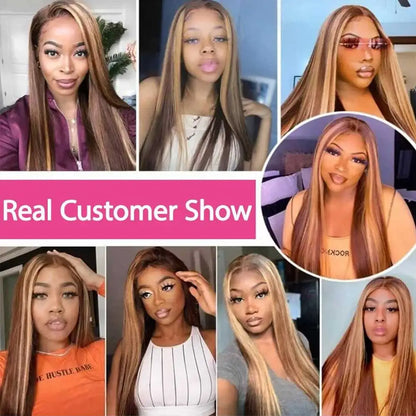 Highlight Wigs Colored Straight Lace Front Human Hair Wigs