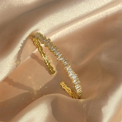 Cubic Zirconia Adjustable Open Bangle Bracelets for Women