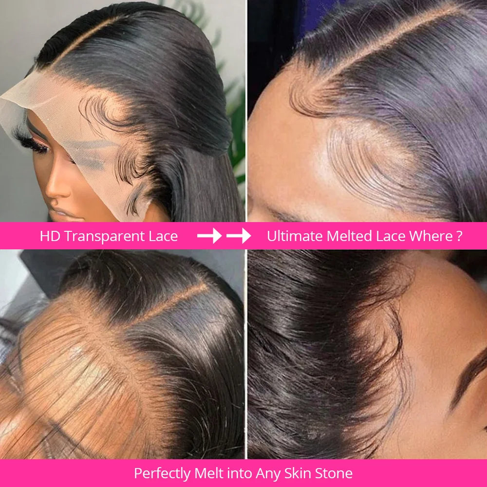 30 40 42 Inch 13x4 13x6 HD Transparent Bone Straight Lace Front Wig 200 Density Brazilian Lace Frontal Wigs Human Hair For Women