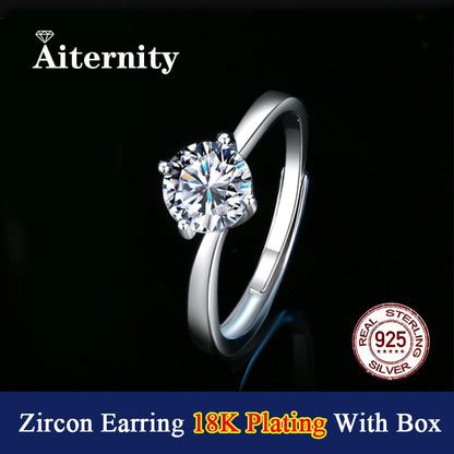 Square 18K Plating S925 Sterling Silver D Color Adjustable Size