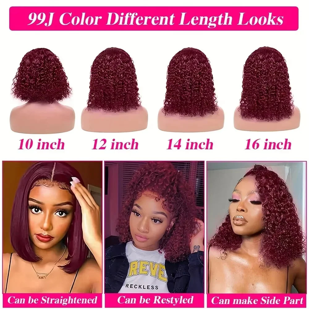 13x4 Lace Frontal Wig Short Bob Kinky Curly Wig Pre Plucked