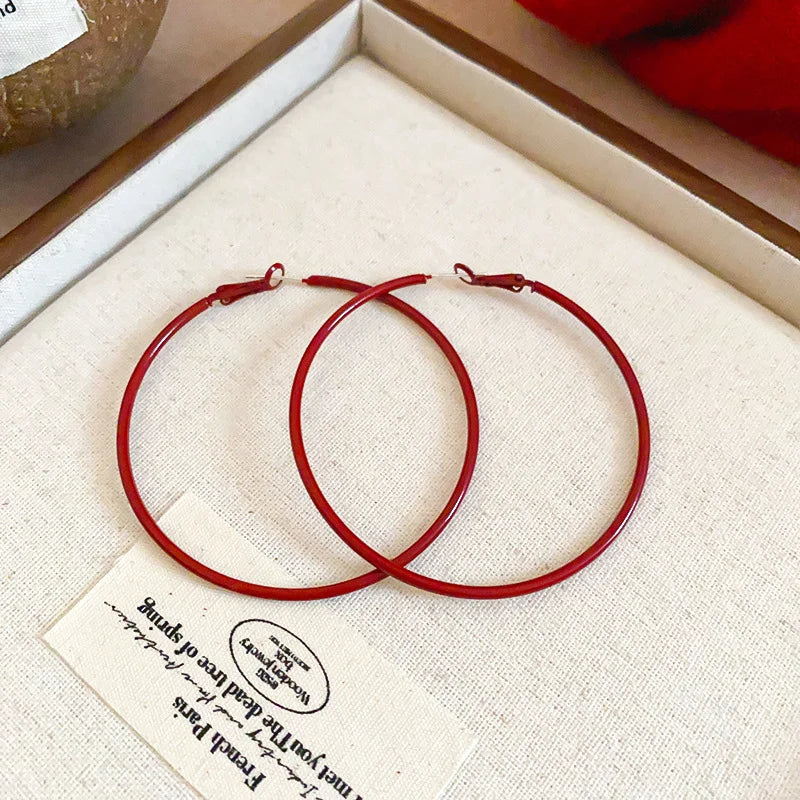 Shiny Big Circel Cross Hoop Earrings for Women Exquisite
