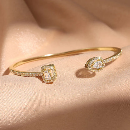 Cubic Zirconia Adjustable Open Bangle Bracelets for Women