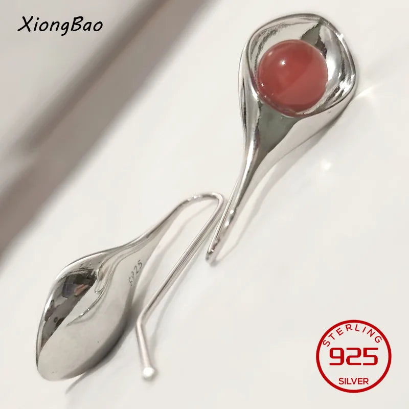 Luxury Shine Stamp 925 Sterling Silver Post Gold Plated Earrings Inlaid Boutique White Zircon Women Hook Drop Earrings Gift