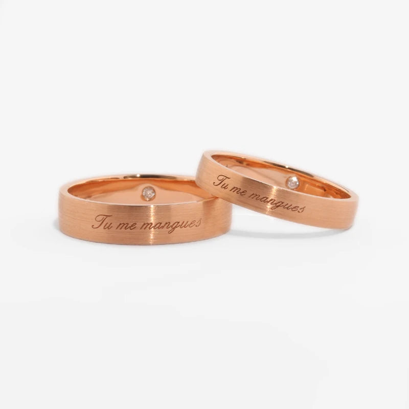 Customizable Engraved Design 18K 14K 9K PT950 Real Gold Wedding Ring Sets for Couple, Rose Gold Diamond Engagement Rings