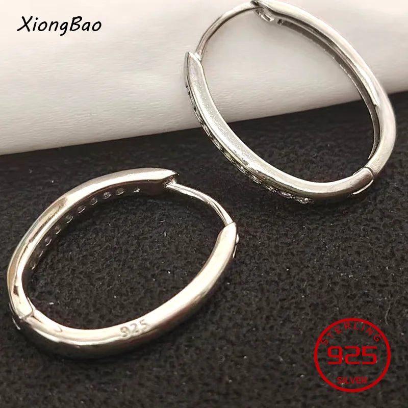Luxury Shine Stamp 925 Sterling Silver Post Gold Plated Earrings Inlaid Boutique White Zircon Women Hook Drop Earrings Gift