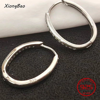 Luxury Shine Stamp 925 Sterling Silver Post Gold Plated Earrings Inlaid Boutique White Zircon Women Hook Drop Earrings Gift