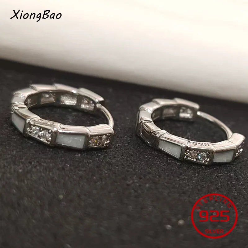 Luxury Shine Stamp 925 Sterling Silver Post Gold Plated Earrings Inlaid Boutique White Zircon Women Hook Drop Earrings Gift