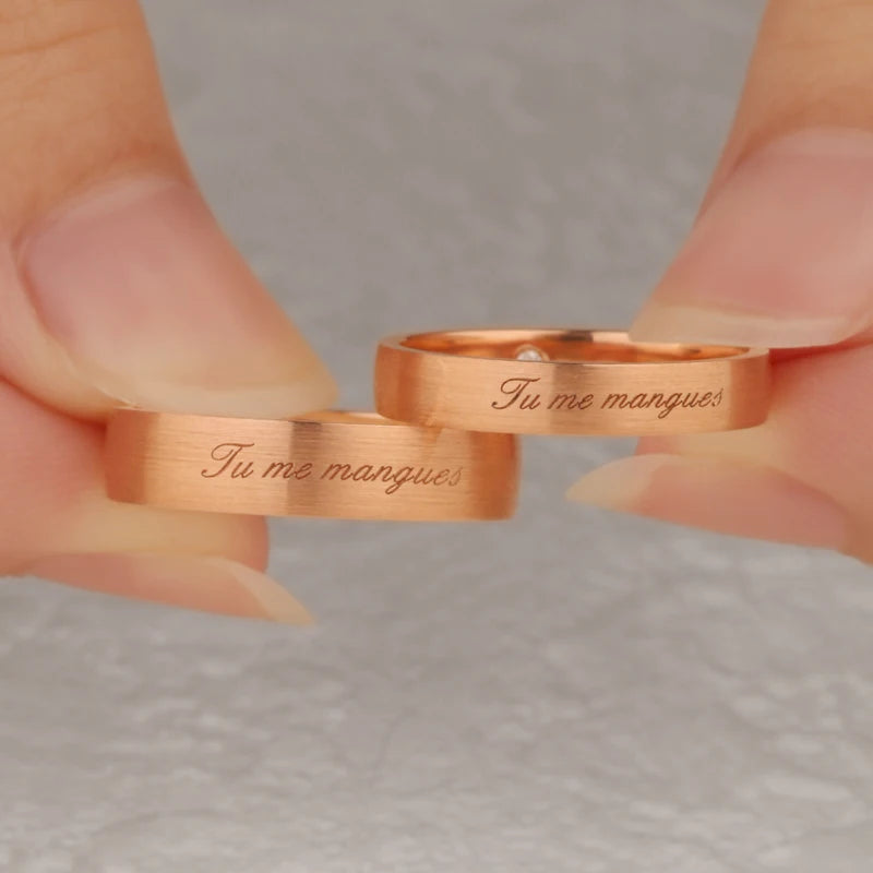 Customizable Engraved Design 18K 14K 9K PT950 Real Gold Wedding Ring Sets for Couple, Rose Gold Diamond Engagement Rings