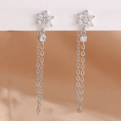 Luxury Stainless Steel Star Dangle Earrings For Women Sparkling Zircons Geometric Ear Piercing Earring Fashion Jewelry aretes
