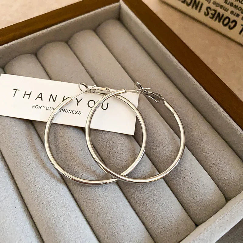 Shiny Big Circel Cross Hoop Earrings for Women Exquisite