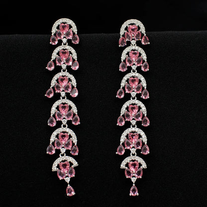 Luxury Evening Party Earrings for Women 2023 Trendy Shiny Flower Plant Dangle Earrings Purple Golden Jewelry Gift Wife