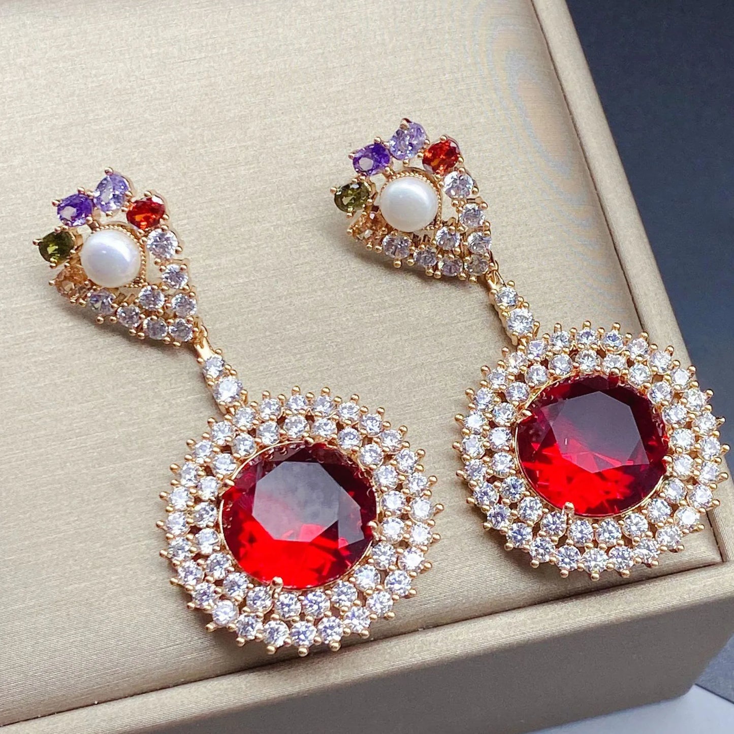Luxury Evening Party Earrings for Women 2023 Trendy Shiny Flower Plant Dangle Earrings Purple Golden Jewelry Gift Wife