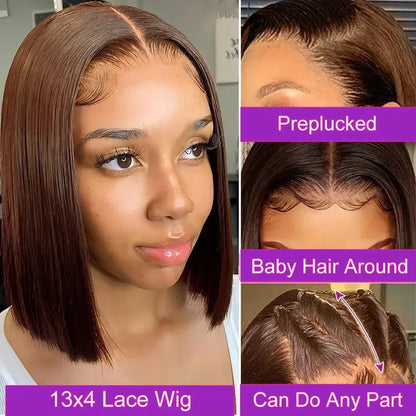 Straight Short Bob Wig 13x4 4x4 HD Lace Frontal Wigs 100% Human Hair