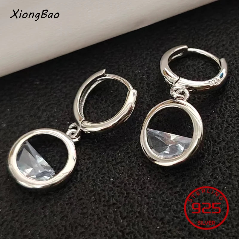 Luxury Shine Stamp 925 Sterling Silver Post Gold Plated Earrings Inlaid Boutique White Zircon Women Hook Drop Earrings Gift