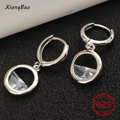 Luxury Shine Stamp 925 Sterling Silver Post Gold Plated Earrings Inlaid Boutique White Zircon Women Hook Drop Earrings Gift