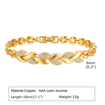 Paperclip Chain Bracelet 14K Gold Plated Cubic Zirconia Watch