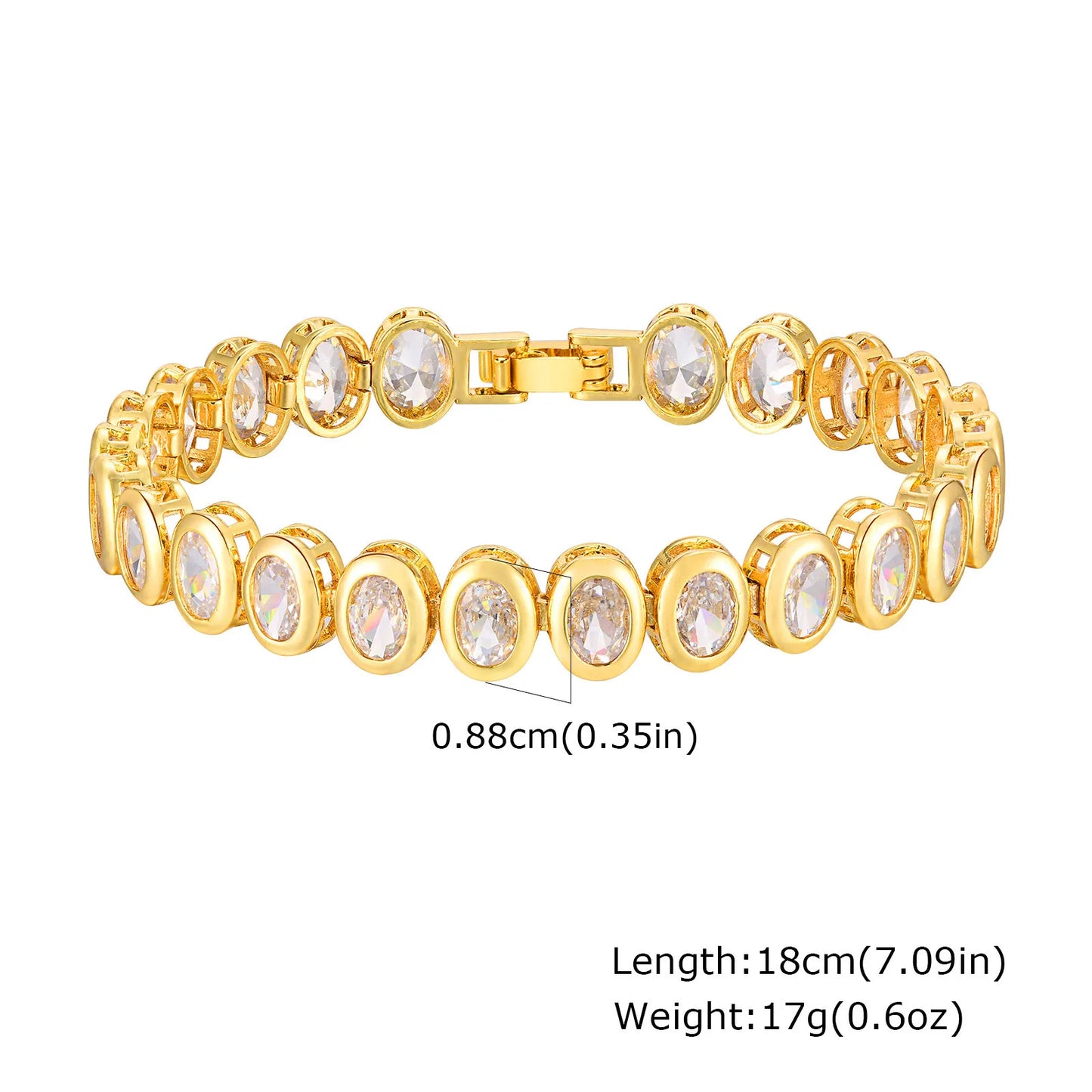 Paperclip Chain Bracelet 14K Gold Plated Cubic Zirconia Watch
