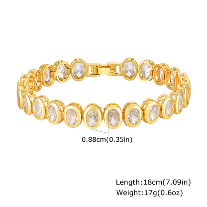 Paperclip Chain Bracelet 14K Gold Plated Cubic Zirconia Watch