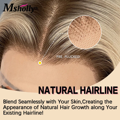 Highlight Ash Blonde 13x4 Lace Front Wigs Human Hair Straight