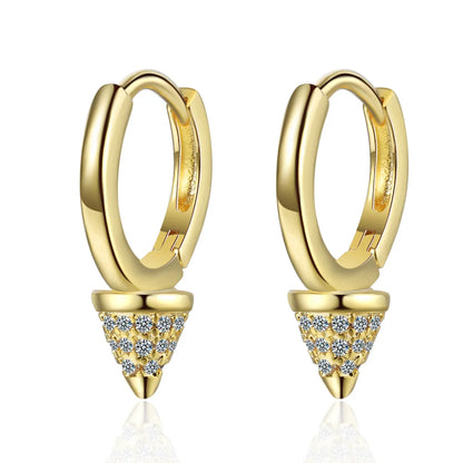 Luxury Shine Stamp 925 Sterling Silver Post Gold Plated Earrings Inlaid Boutique White Zircon Women Hook Drop Earrings Gift