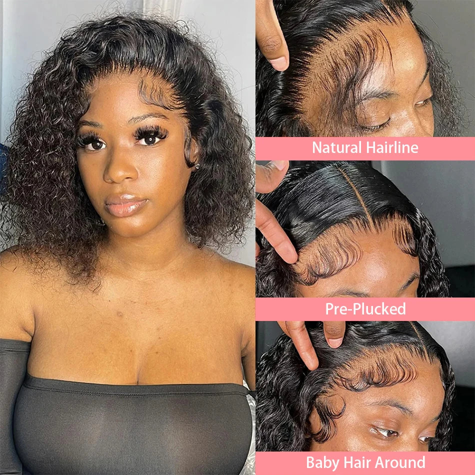 Loose Deep Wave Short Bob 13x4 hd Lace Front Wigs Brazilian
