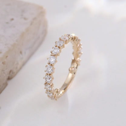 Provence 10K/14K yellow gold wedding ring round cut lab diamond 2/3 eternity band stacking engagement rings custom jewelry gift