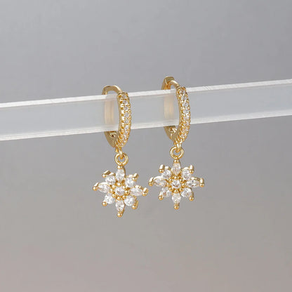 Luxury Stainless Steel Star Dangle Earrings For Women Sparkling Zircons Geometric Ear Piercing Earring Fashion Jewelry aretes