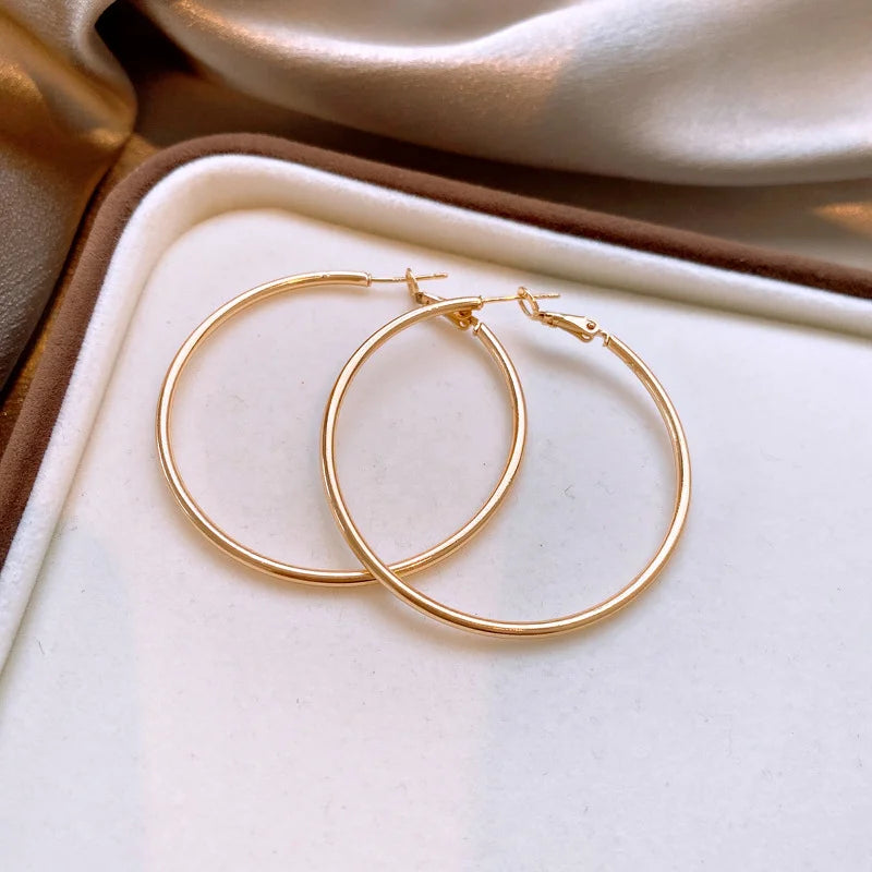 Shiny Big Circel Cross Hoop Earrings for Women Exquisite
