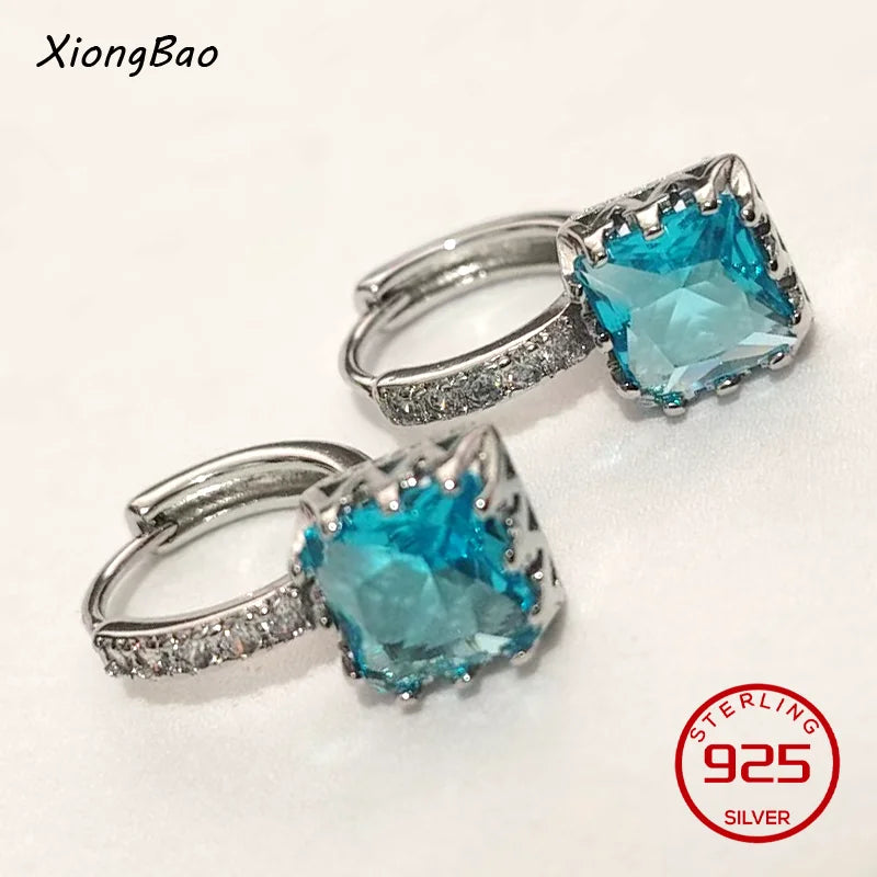 Luxury Shine Stamp 925 Sterling Silver Post Gold Plated Earrings Inlaid Boutique White Zircon Women Hook Drop Earrings Gift