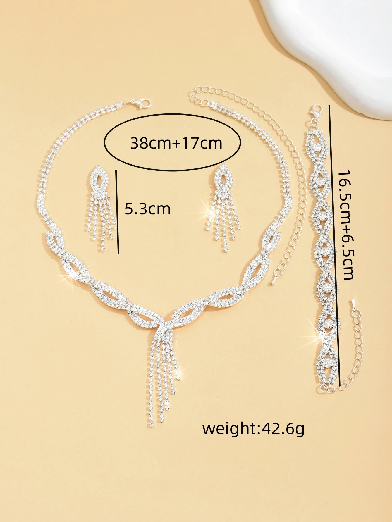 Women's Fashion Copper Claw Chain Hollow Tassel Necklace Earrings
