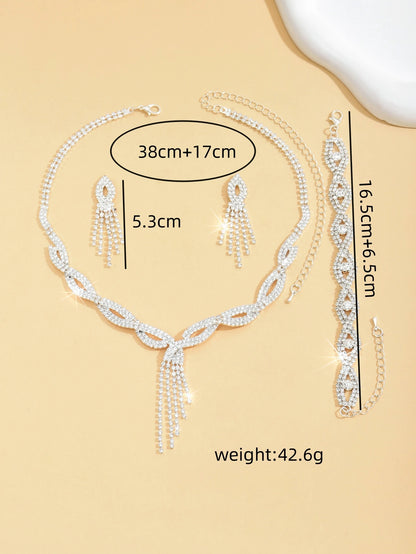 Women's Fashion Copper Claw Chain Hollow Tassel Necklace Earrings