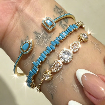 Cubic Zirconia Adjustable Open Bangle Bracelets for Women