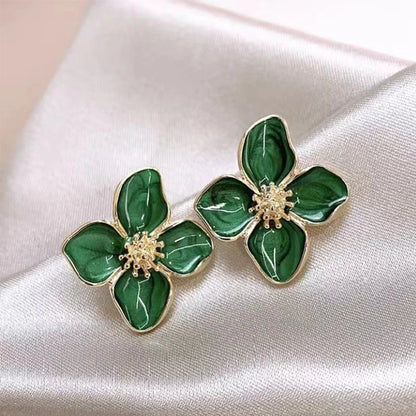 Luxury Romantic Enamel Flower Earrings Women Elegant Delicate Blue Trumpet Flower Long Aesthetic Earrings Wedding Party Gift New