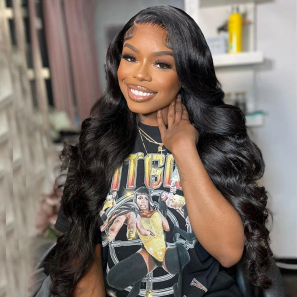 180% Density Body Wave 13x6 Lace Front Wigs Human Hair Pre Plucked 13x4 HD Transparent Lace Frontal Wigs Human Hair For Women