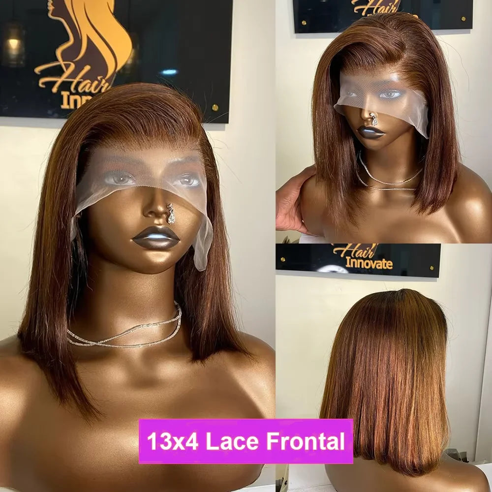 Straight Short Bob Wig 13x4 4x4 HD Lace Frontal Wigs 100% Human Hair